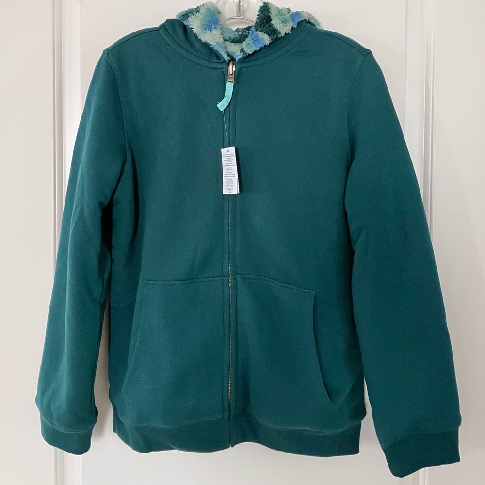 Lands End Kids Reversible Fleece Hoodie - size XL (14-16)